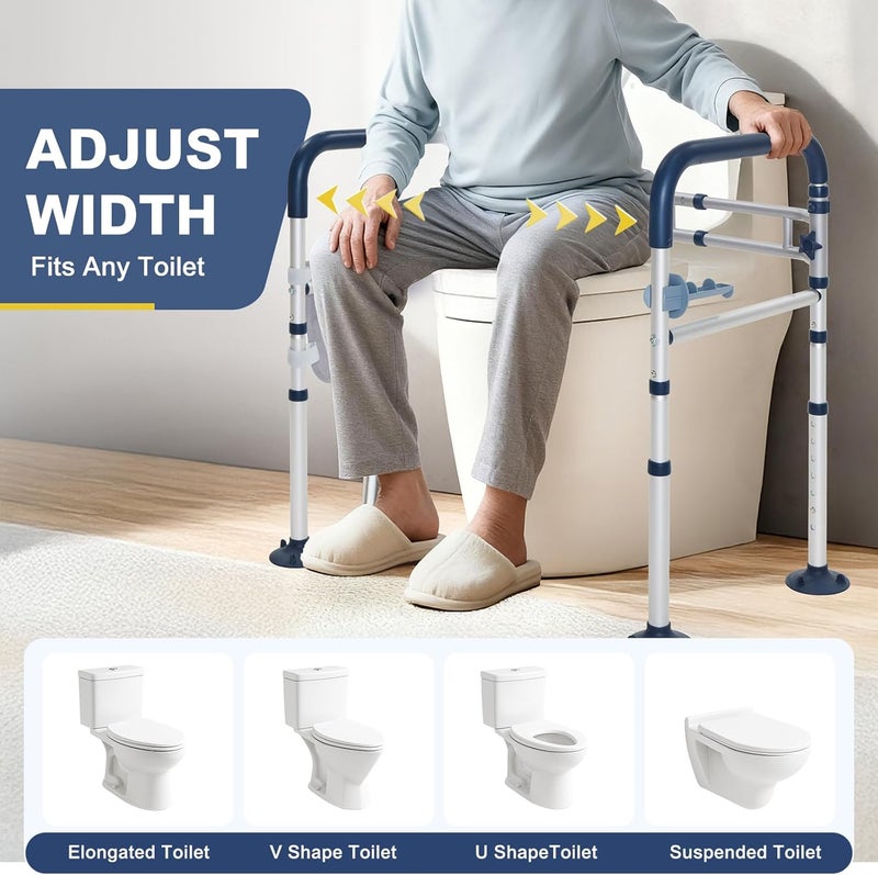 HOLYHEAL Toilet Safety Rails for Seniors, Adjustable Height & Width Toilet Rails, 350 lb Toilet Handles for Elderly and Disabled, Foldable Toilet Safety Frame, Toilet Bars Fit Any Toilets - Image 4